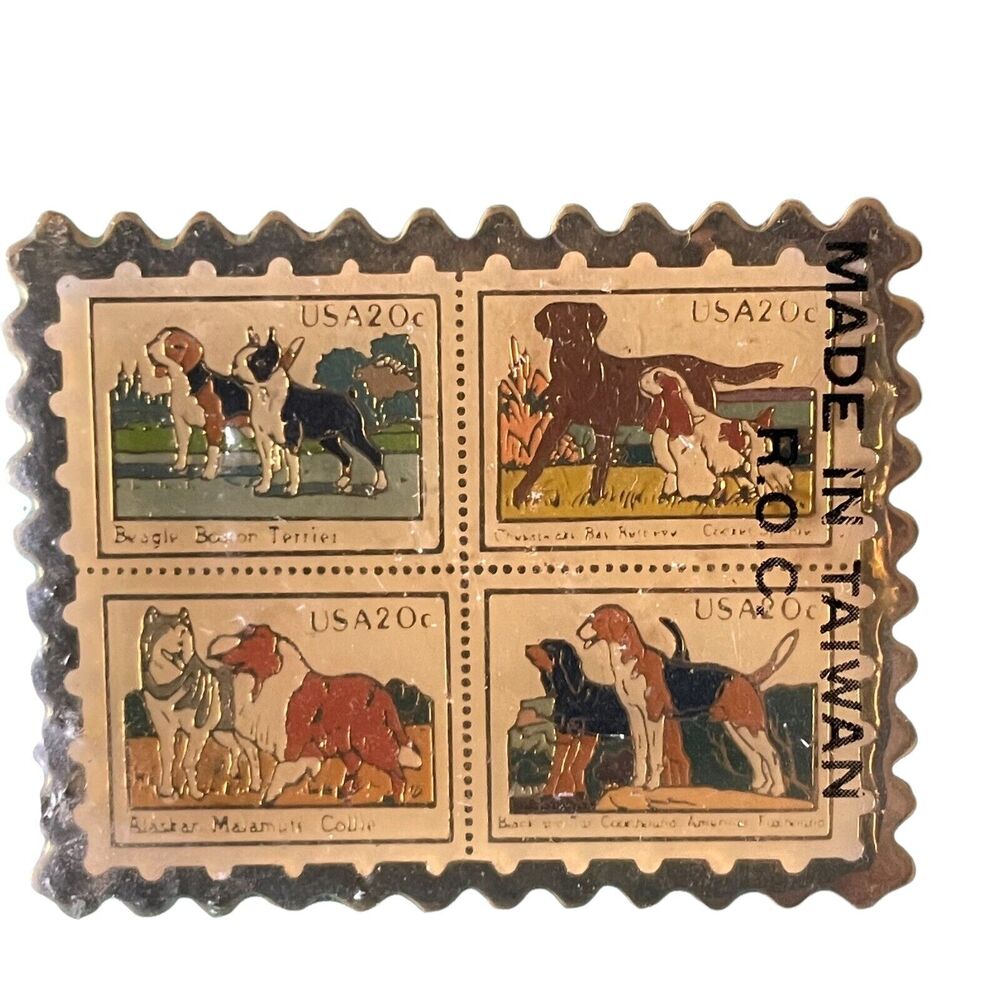 USPS Dog Stamp Lapel Pin Vintage 1984 USPS Canine 20 Cents NEW NIP Collectible